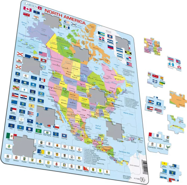 North America Political Map 70 Piece Children's Educational Jigsaw Puzzle