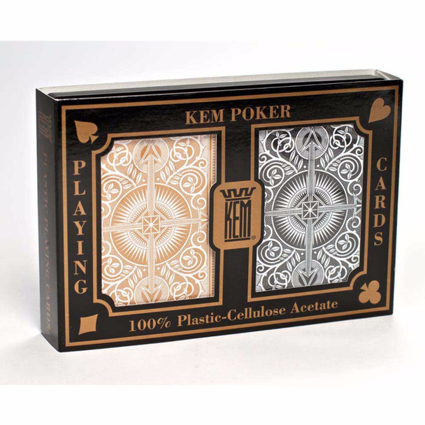 Kem Arrow Wide Jumbo Print Index Playing Cards Gold and Black Decks