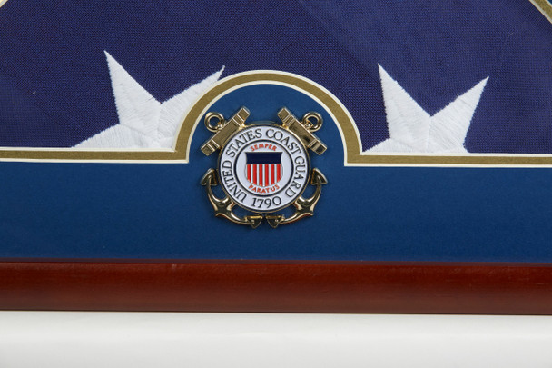 US Flag Display Case with Coast Guard Medallion