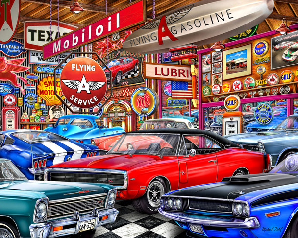 Muscle Car Museum 1000 Piece Jigsaw Puzzle