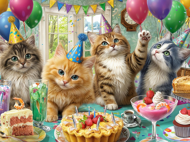 Cat Birthday Party 500 Piece Jigsaw Puzzle