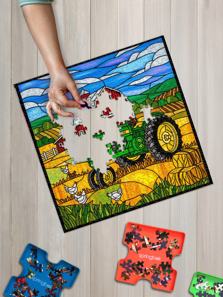 Stained Glass Farm 500 Piece Jigsaw Puzzle