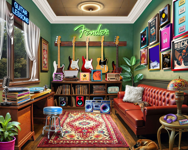 Fender Guitar Lessons 1000 Piece Jigsaw Puzzle