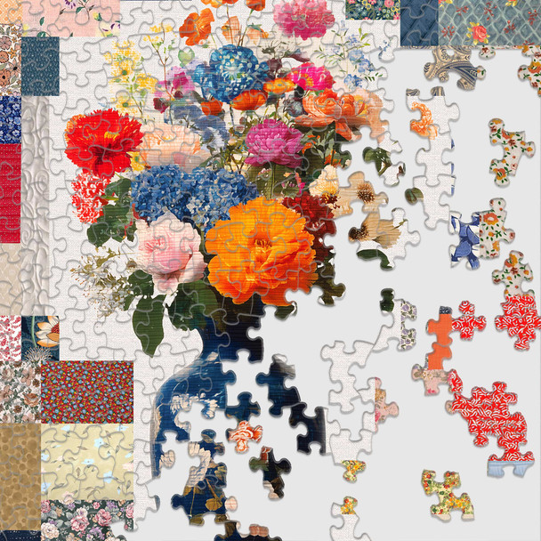 Quilted Flower Vase 500 Piece Jigsaw Puzzle