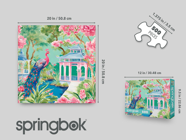 Pink Peacock Oasis 500 Piece Jigsaw Puzzle