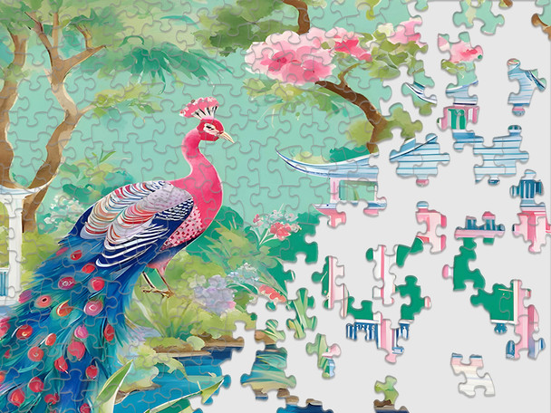 Pink Peacock Oasis 500 Piece Jigsaw Puzzle