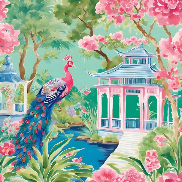 Pink Peacock Oasis 500 Piece Jigsaw Puzzle