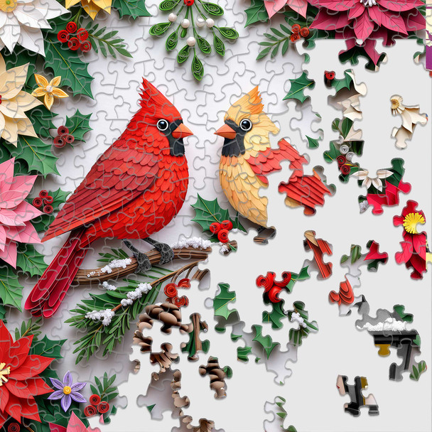 Holiday Paper Cardinals 1000 Piece Jigsaw Puzzle