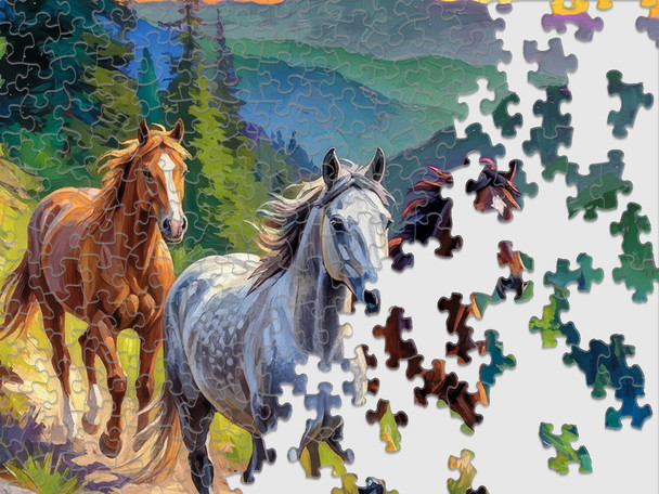 Wild Horses at Sunset 500 Piece Jigsaw Puzzle