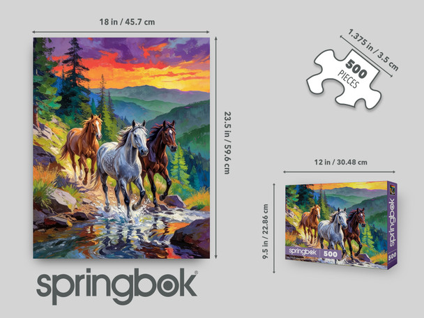 Wild Horses at Sunset 500 Piece Jigsaw Puzzle