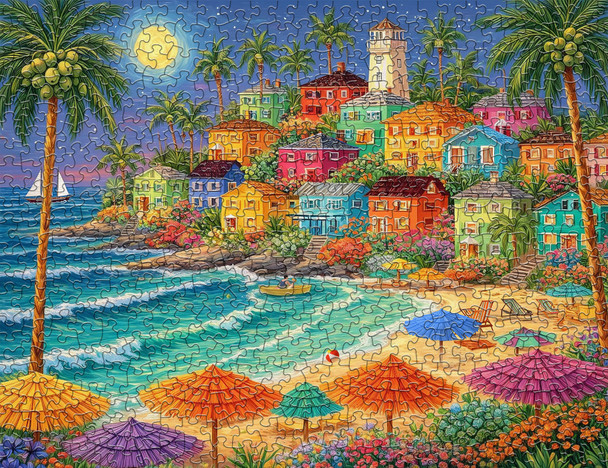Colorful Coast at Sunset 500 Piece Jigsaw Puzzle