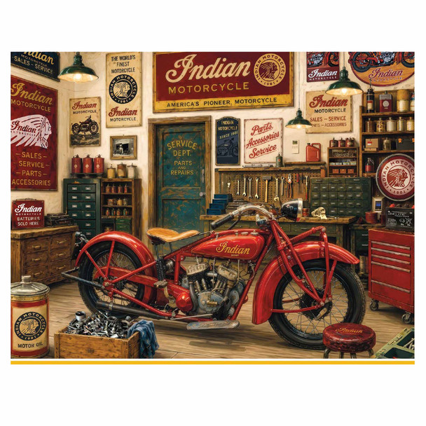 Indian Motorcycle Garage 1000 Piece Jigsaw Puzzle