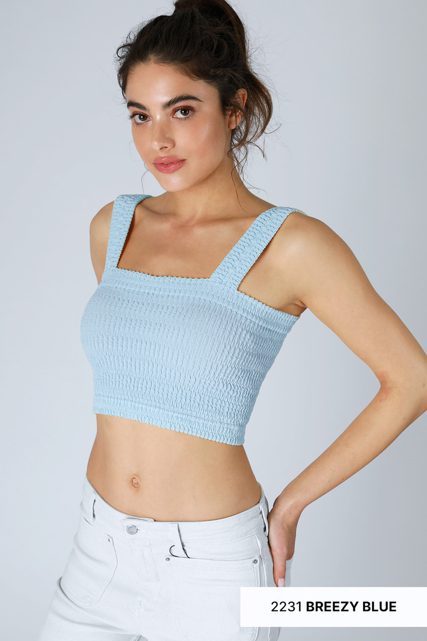 Shirred Square Neck Crop Top