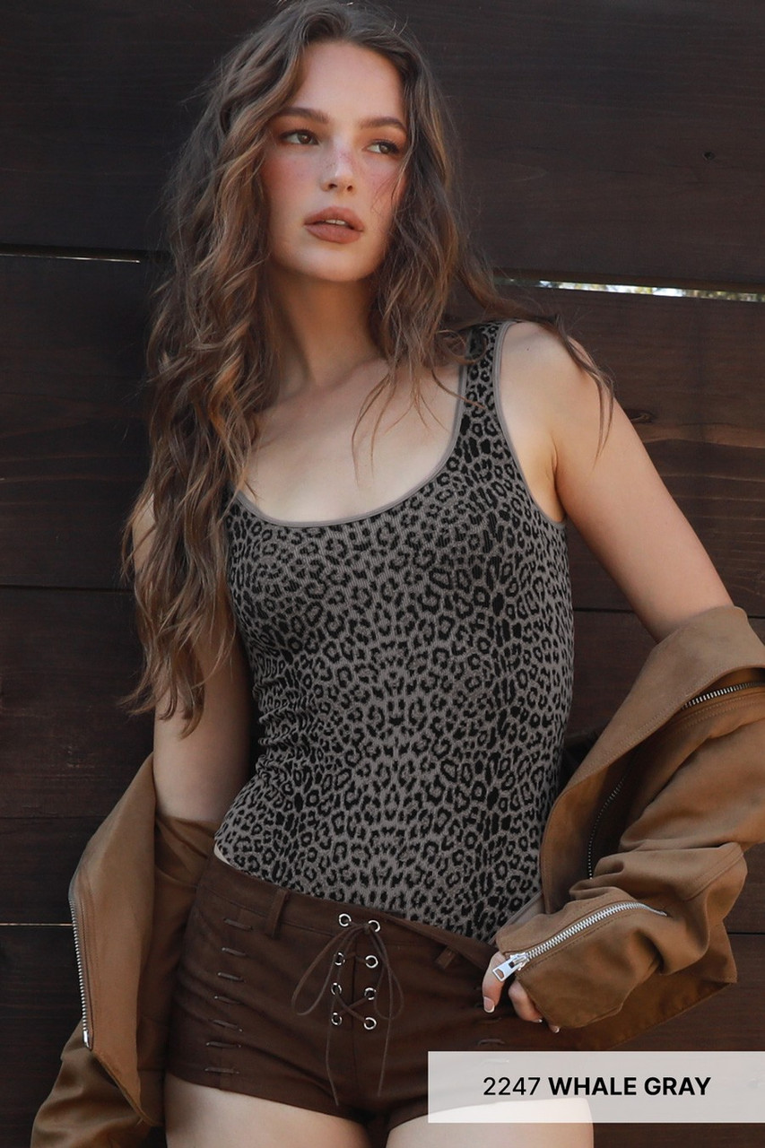 Leopard Scoop Neck Bodysuit