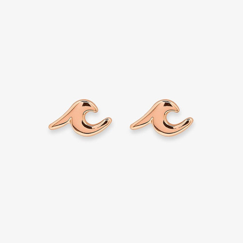 Wave Stud Earrings Rose Gold