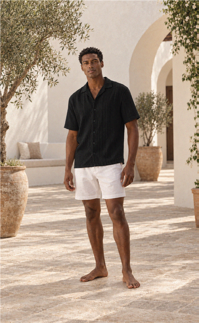 Textured Stripe Camp Shirt