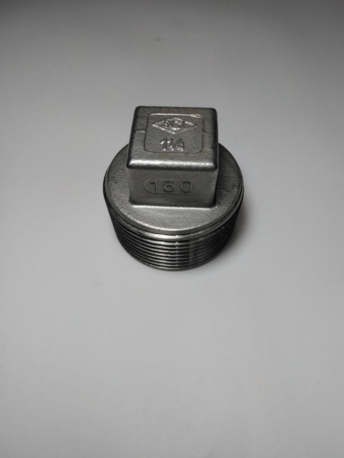 1 1/4" MNPT 150# Global Square Head 304 Stainless Steel Plug (IS4CTSPSP114H) (114SS304PL)