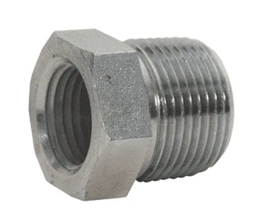 MUN Reducer Bushing- 1" Male Pipe Ridgid x 3/4" Female Pipe Ridgid, Stainless Steel
