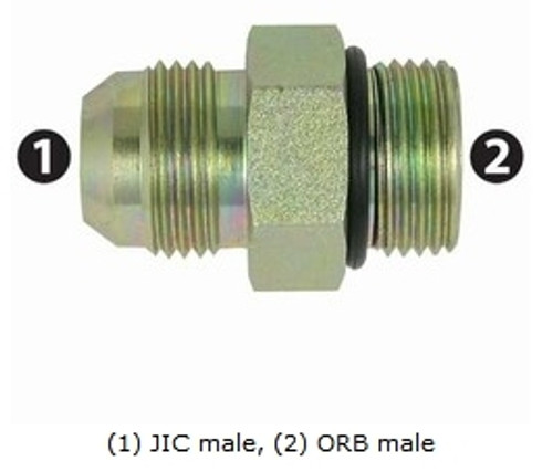 MUN Straight Adapter- 3/4" Male O-Ring Boss x 1" Male JIC 37 Degree Flare, Steel