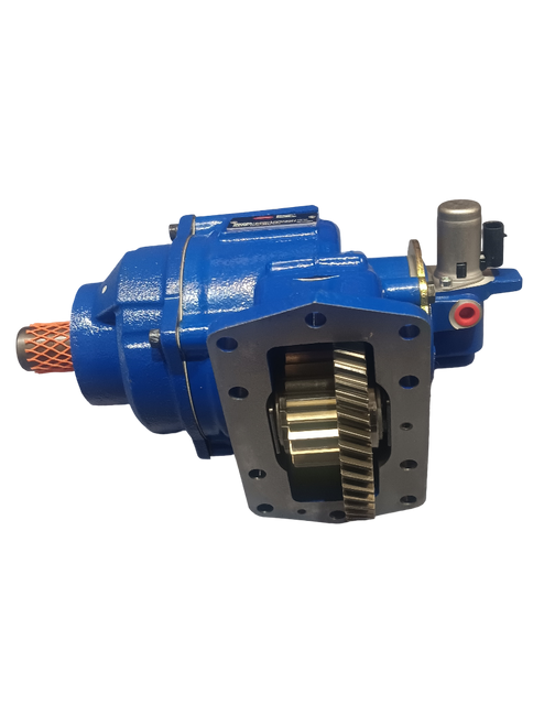MUN A20 10 Bolt Clutch Shift PTO 05 Speed Ratio Elec/Hyd 12 V Lft Side Shaft Low 1 1/4" Round Shaft