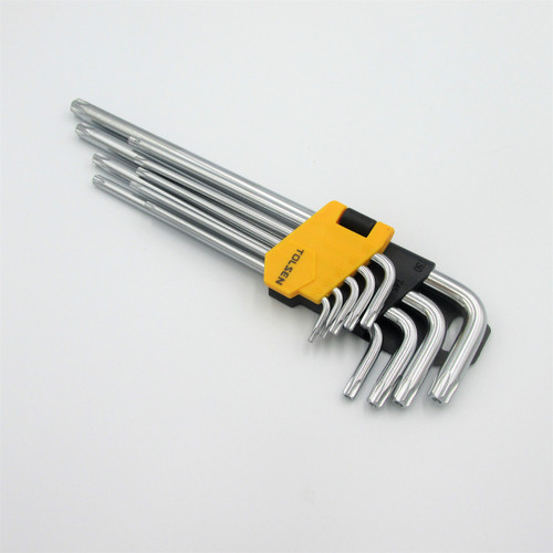 TOLSEN 9piece Torx Extra-Long Arm Hex Key Set made from Heat treated, chrome plated steel