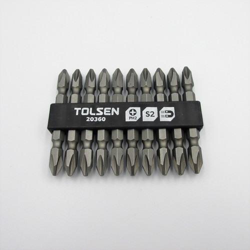 10 pack of PH2 double ended screw driver bits made from S2 industrial steel which has been hardened and tempered.