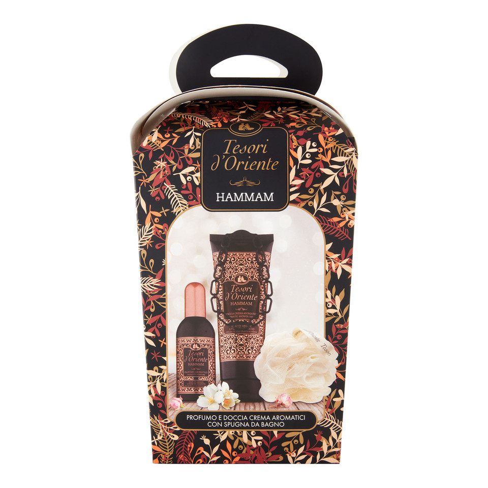 Cofanetto Hammam Profumo Aromatico 100 Ml + Doccia Crema Aromatica 250 Ml + Spugna Da Bagno