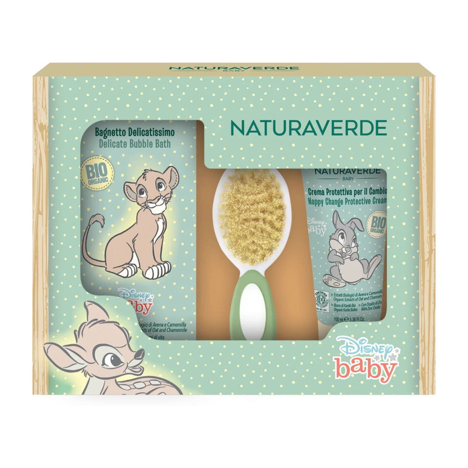 Baby Gift Set Bagnetto Con Bagno Schiuma 200ml, Crema Protettiva 100ml E Spazzola