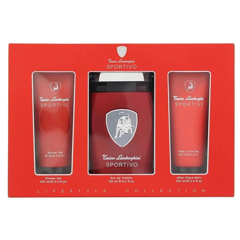 Cofanetto Sportivo Eau De Toilette 125ml Spray Gel De Baño 100ml Balsamo After Shave 100ml