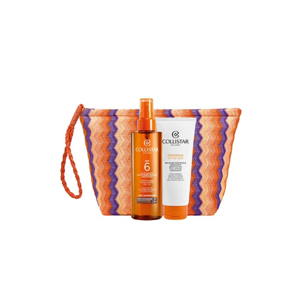 Cofanetto Olio Secco Superabbronzante Spf6 200 Ml + Balsamo Doposole 100 Ml + Pochette