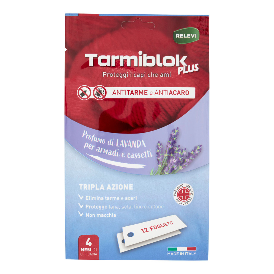 Tarmiblok Plus Antitarme E Antiacaro Profumo Di Lavanda Per Armadi E Cassetti 12 Pz