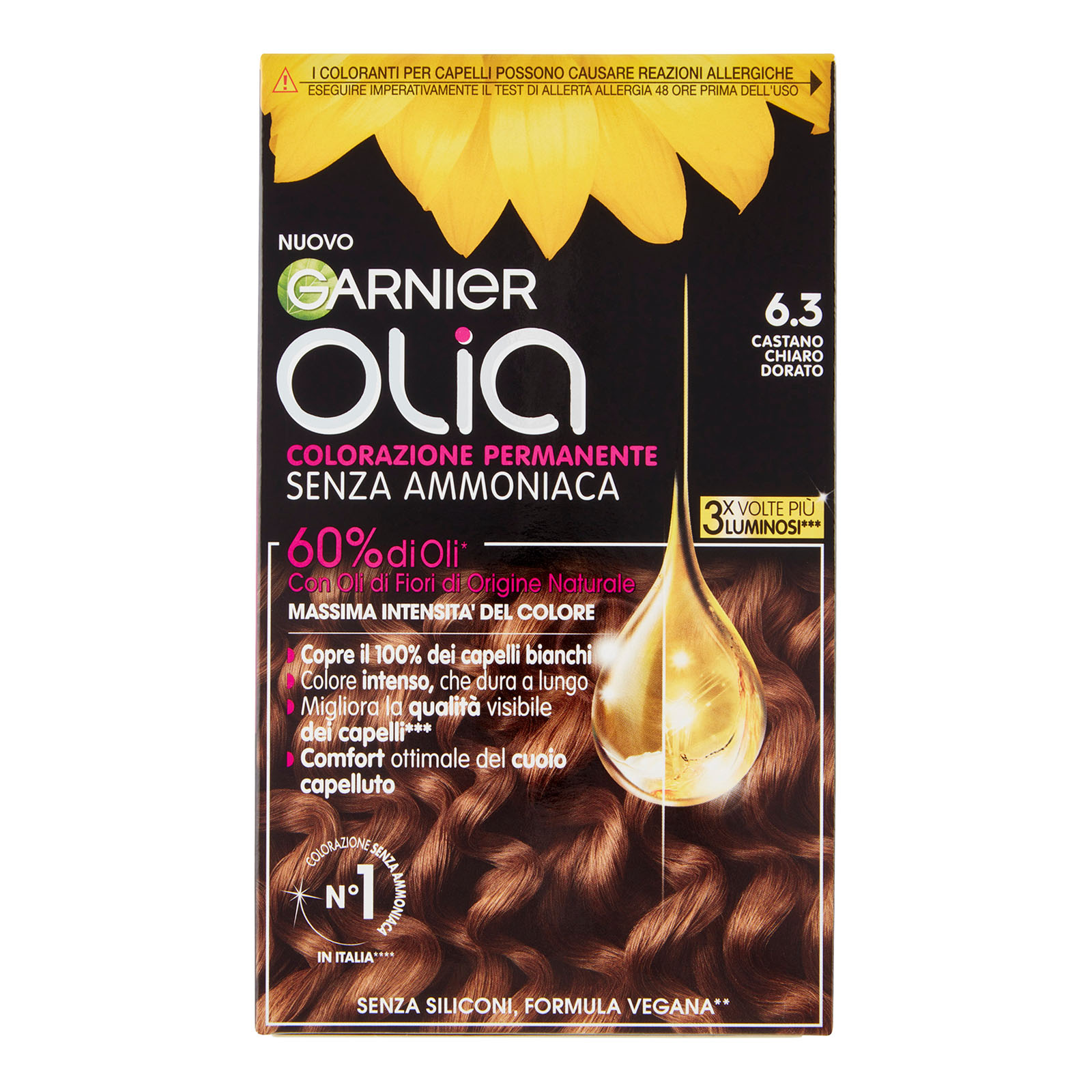 Olia Tinta Capelli, Senza Ammoniaca 6.3 Castano Chiaro Dorato