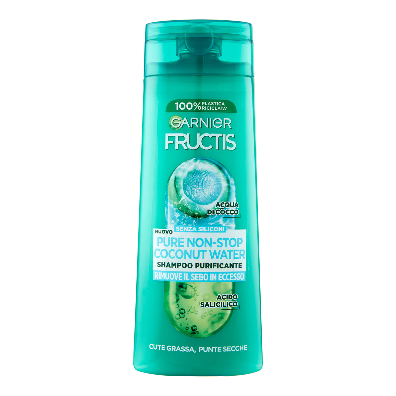 Garnier Fructis Shampoo Purificante Pure Non Stop Coconut Water Cute Grassa Punte Secche 250 ml