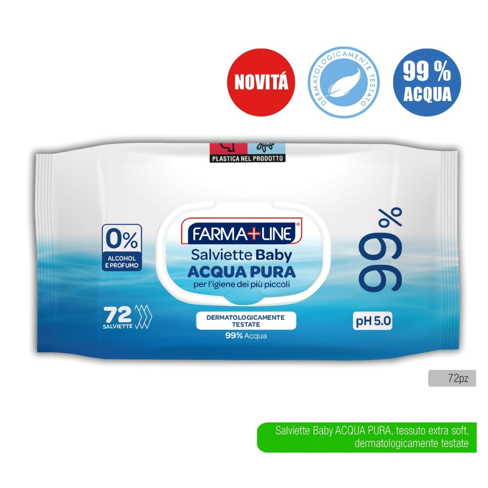 Salviette Con Popup 99% Acqua 72 Pz