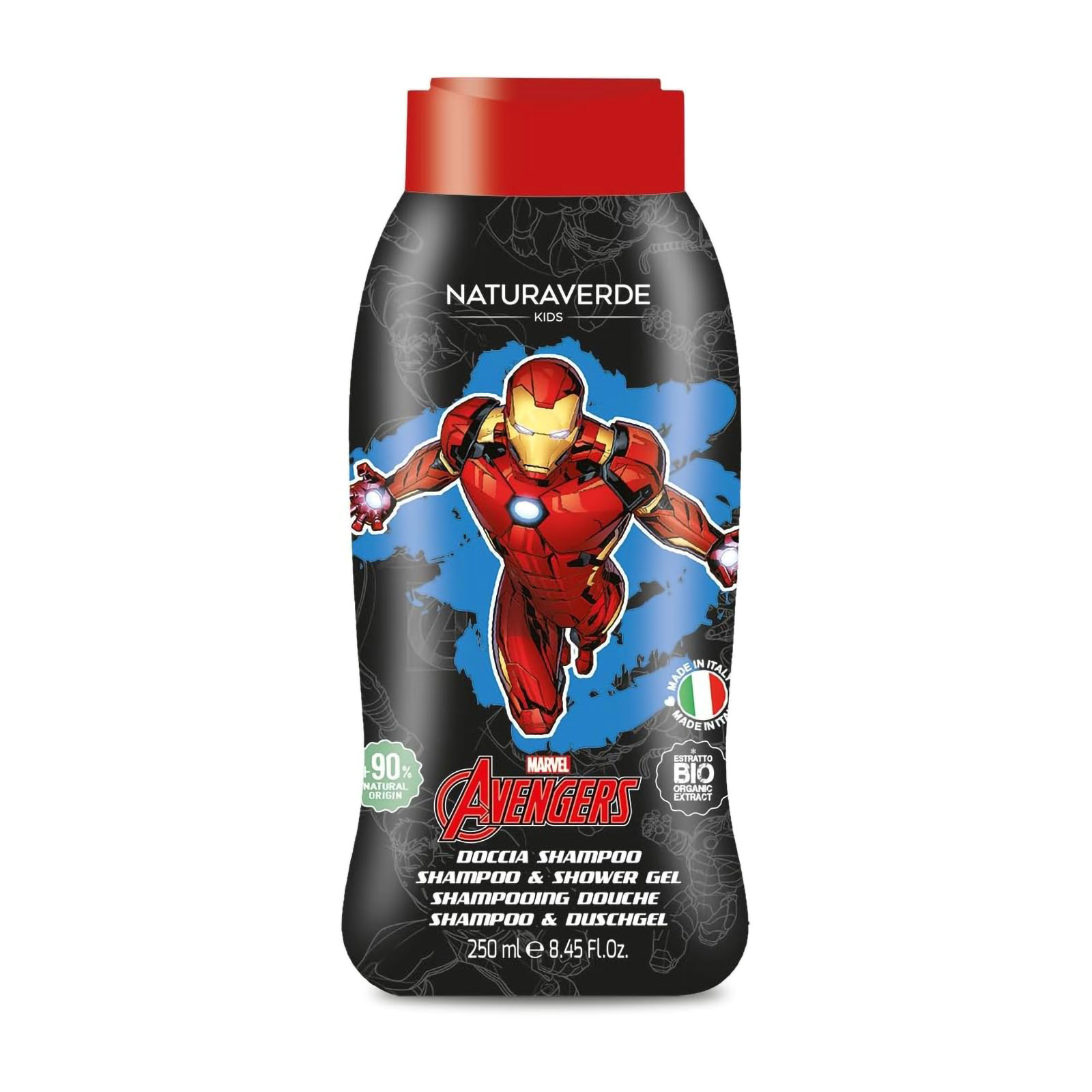 Marvel Avengers - Doccia Shampoo Per Bambini Iron Man Con Estratti Di Calendula E Camomilla Bio 250 ml