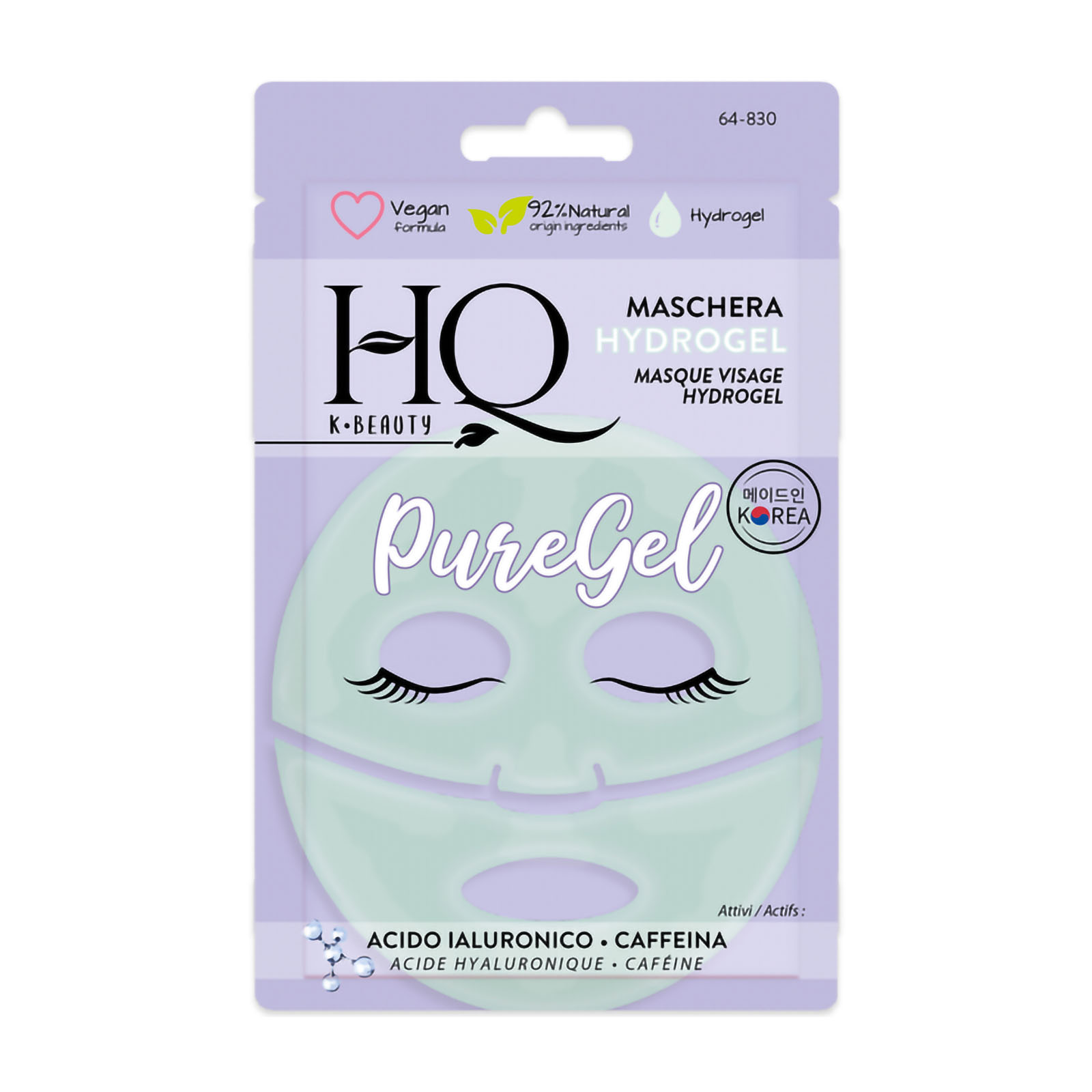 Hq Maschera Viso Hydrogel Pure Gel Acido Ialuronico - Caffeina