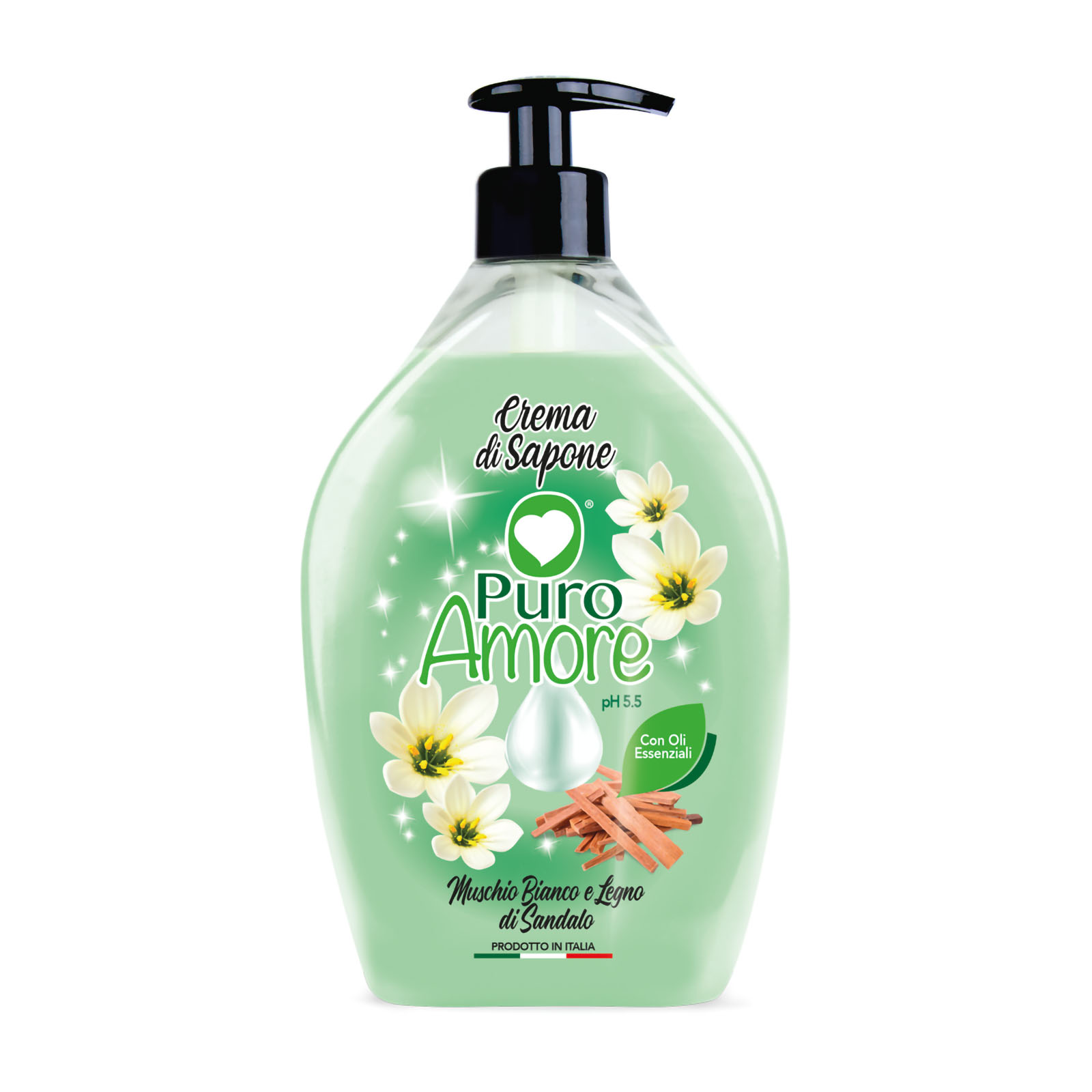 Crema Di Sapone Muschio Bianco E Legno Di Sandalo 750 ml