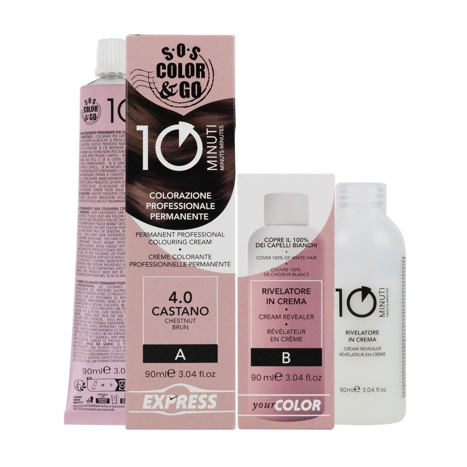 Sos Color&go Set Colorazione Professionale Permanente In 10 Minuti - 90 Ml 4.5 Mogano
