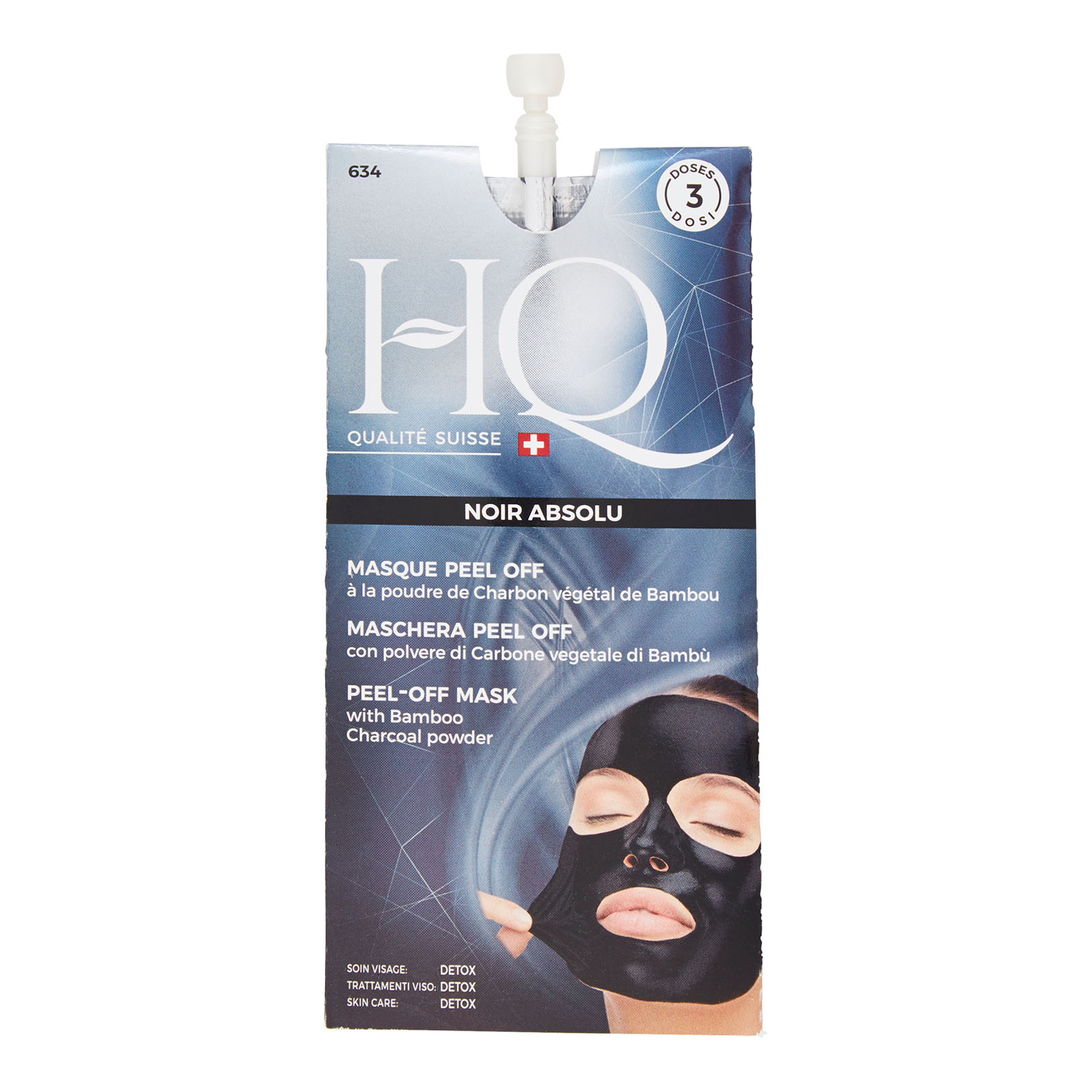 Hq Maschera Scrub Viso Esfoliante Detox Peel Off Al Carbone Vegetale 15 Ml 3 Dosi