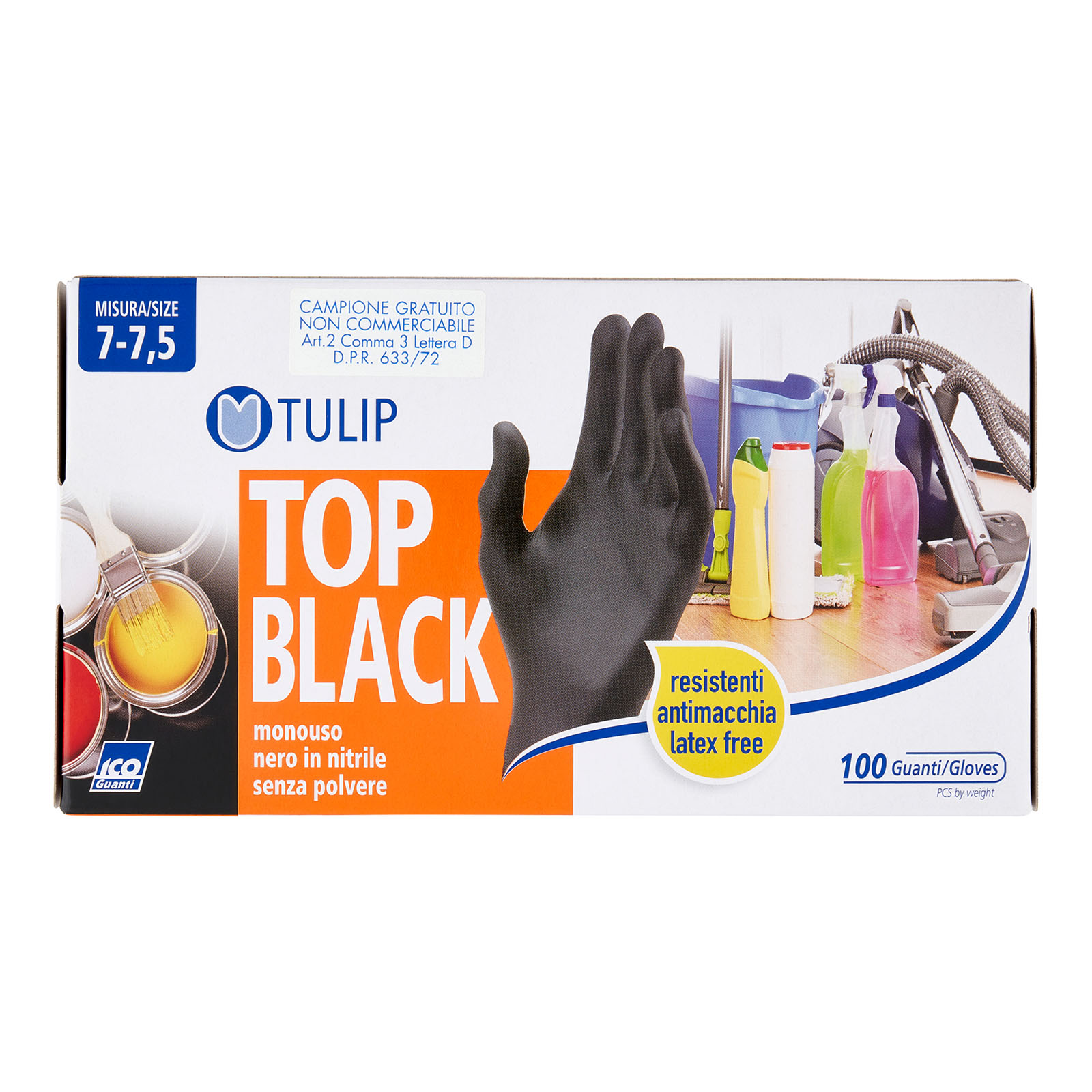 Guanti Monouso Nitrile Colore Nero - 100 Paia 7-7.5