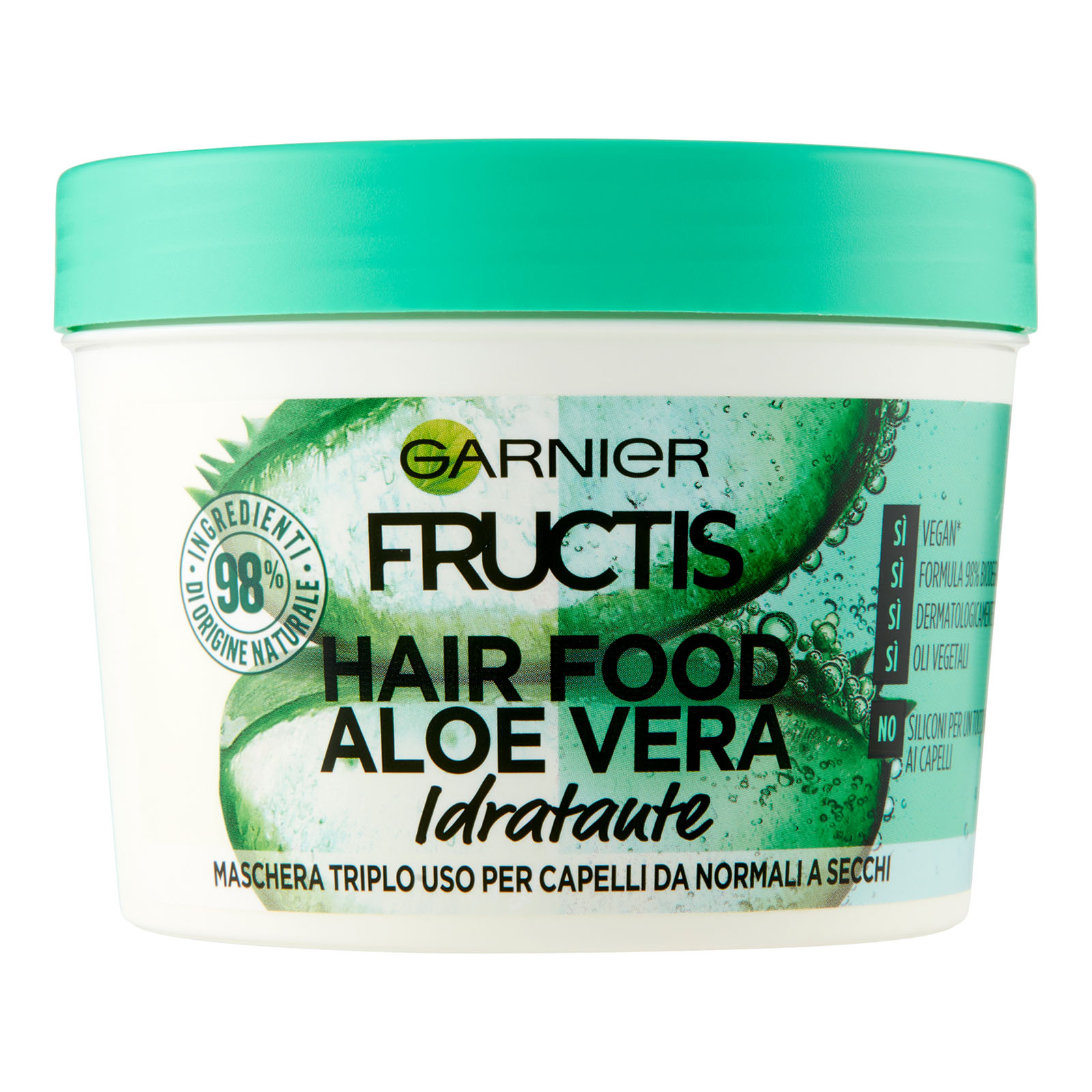 Maschera Idratante Fructis Hair Food, 3 In 1, Capelli Normali, Aloe 390 ml