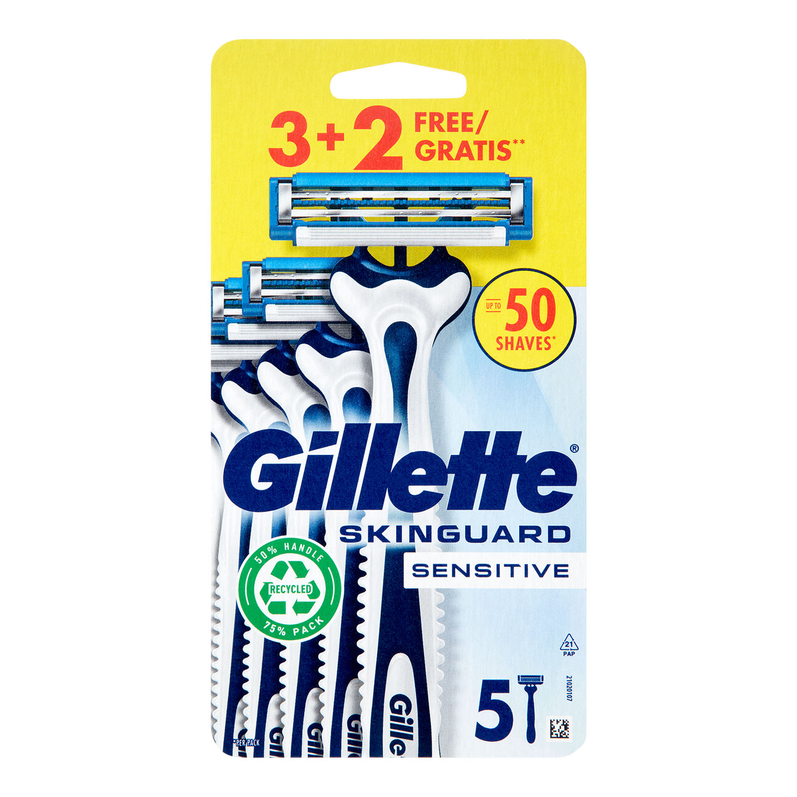 Skinguard Sensitive Rasoio Da Uomo Usa E Getta ,3 Rasoi + 2 Gratis