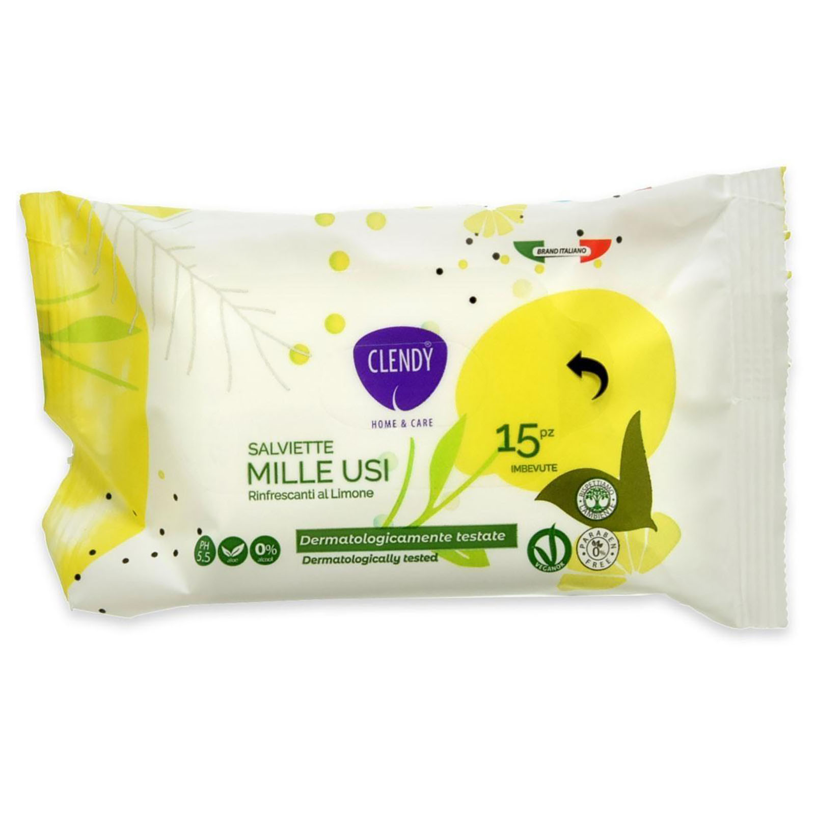 Salviettine Rinfrescanti Multi Uso Limone 15pz