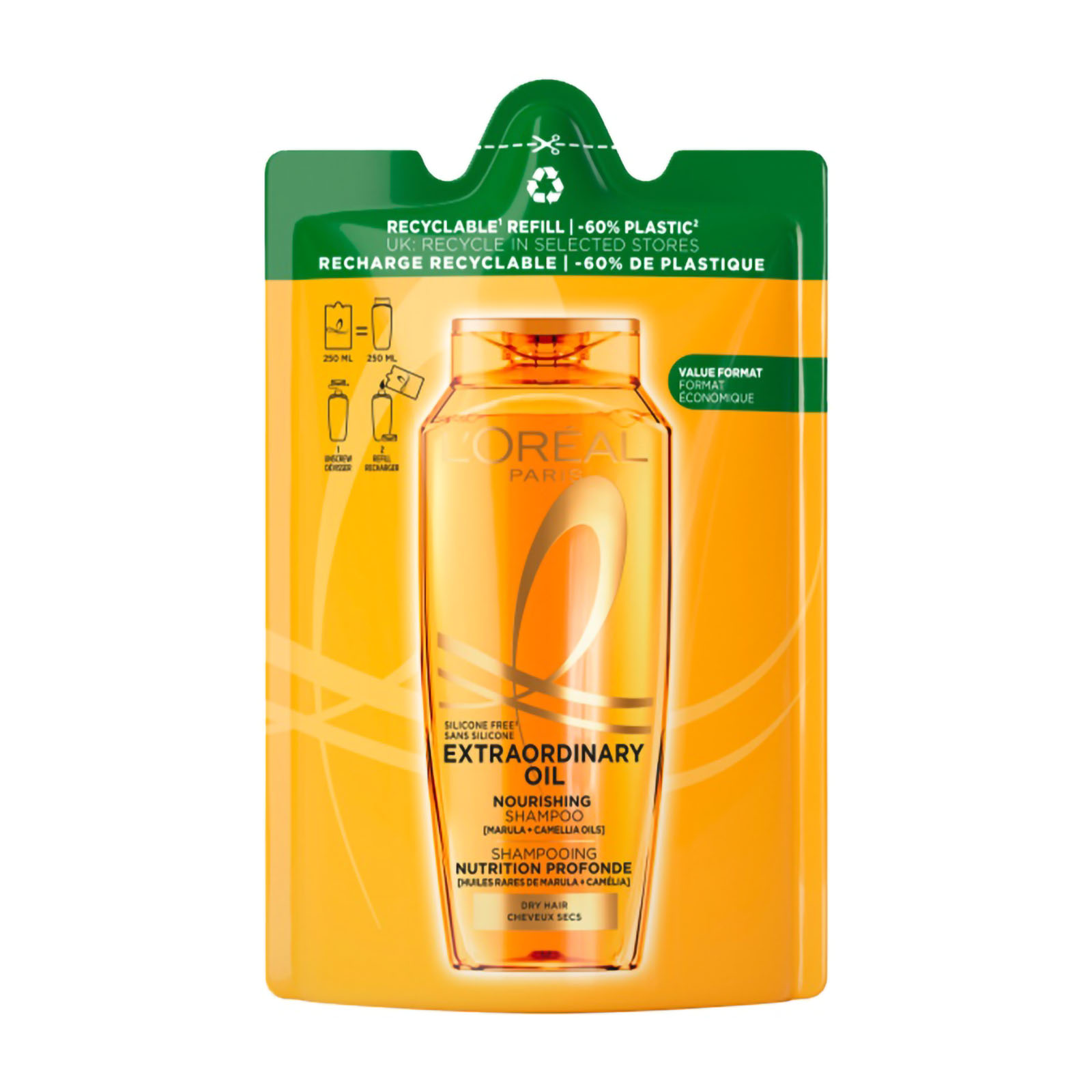 Elvive Shampoo Nutriente Extraordinary Oil - Ricarica 250 ml