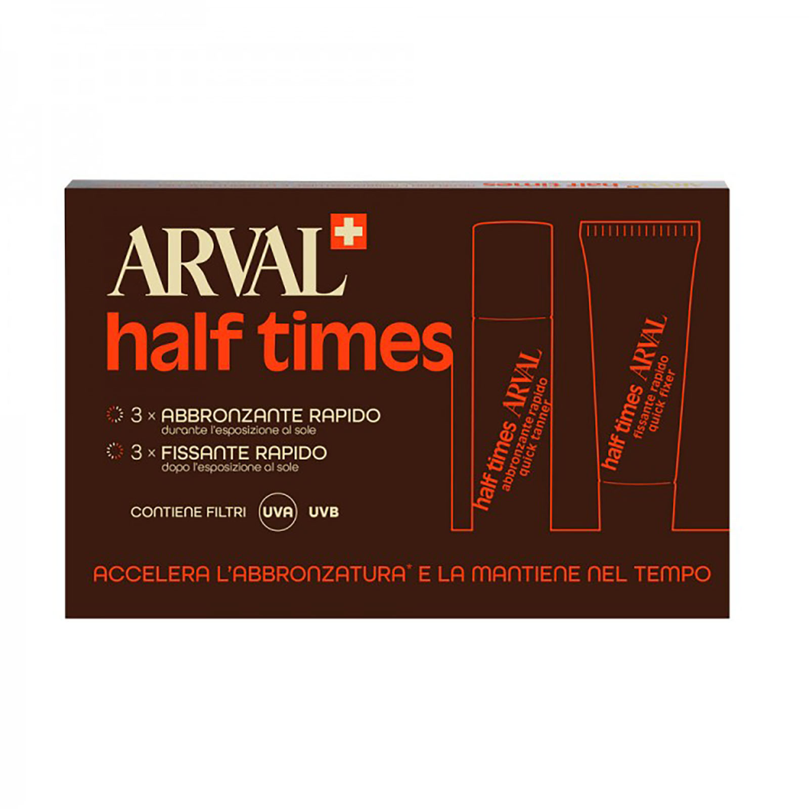 Arval Half Times kit fiale con: Abbronzatura rapida viso 3x10ml+ Fissante rapido 3x10ml
