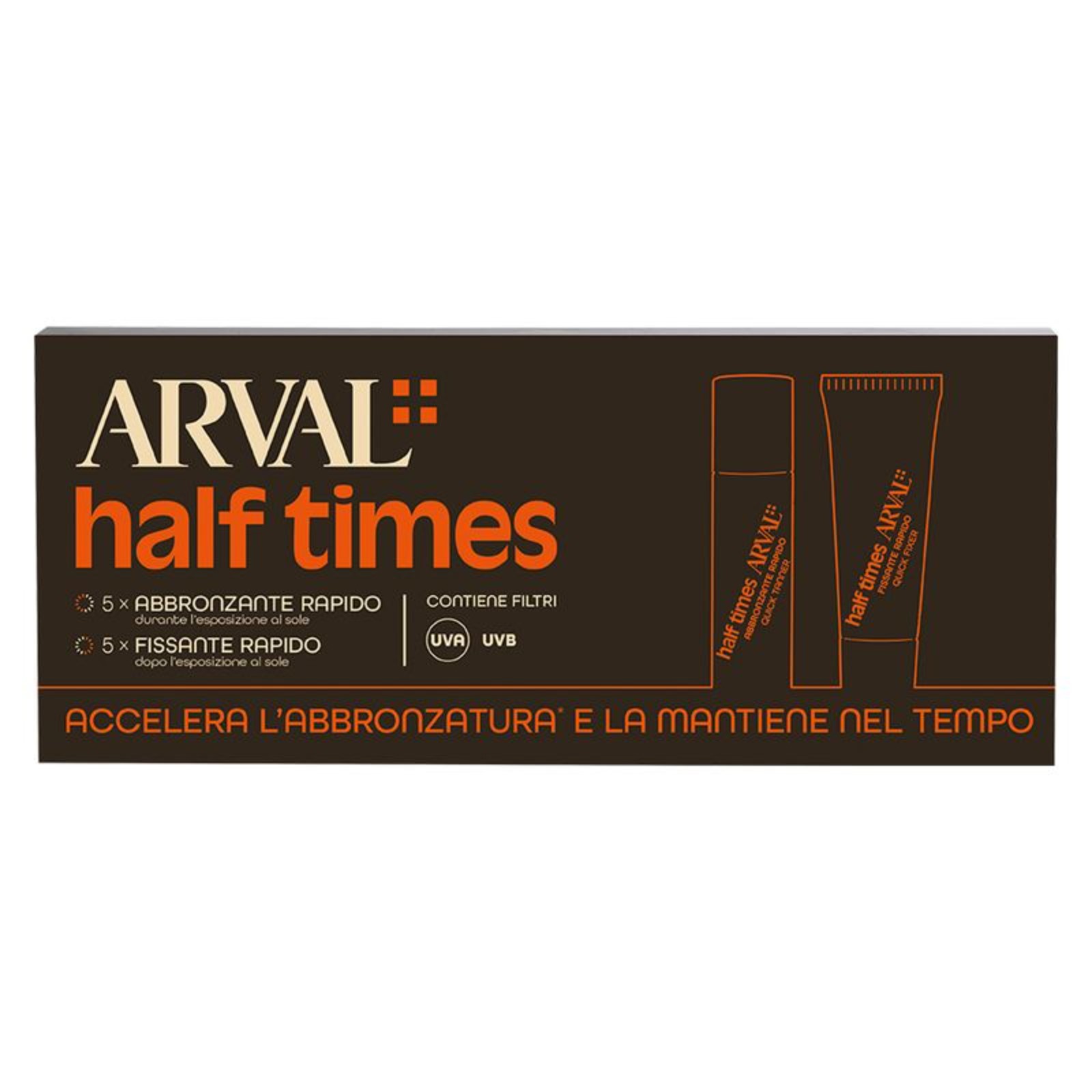 Solaire Half Times Abbronzante Rapido SPF 8 5x10 ml + 5x10ml Fissante Rapido