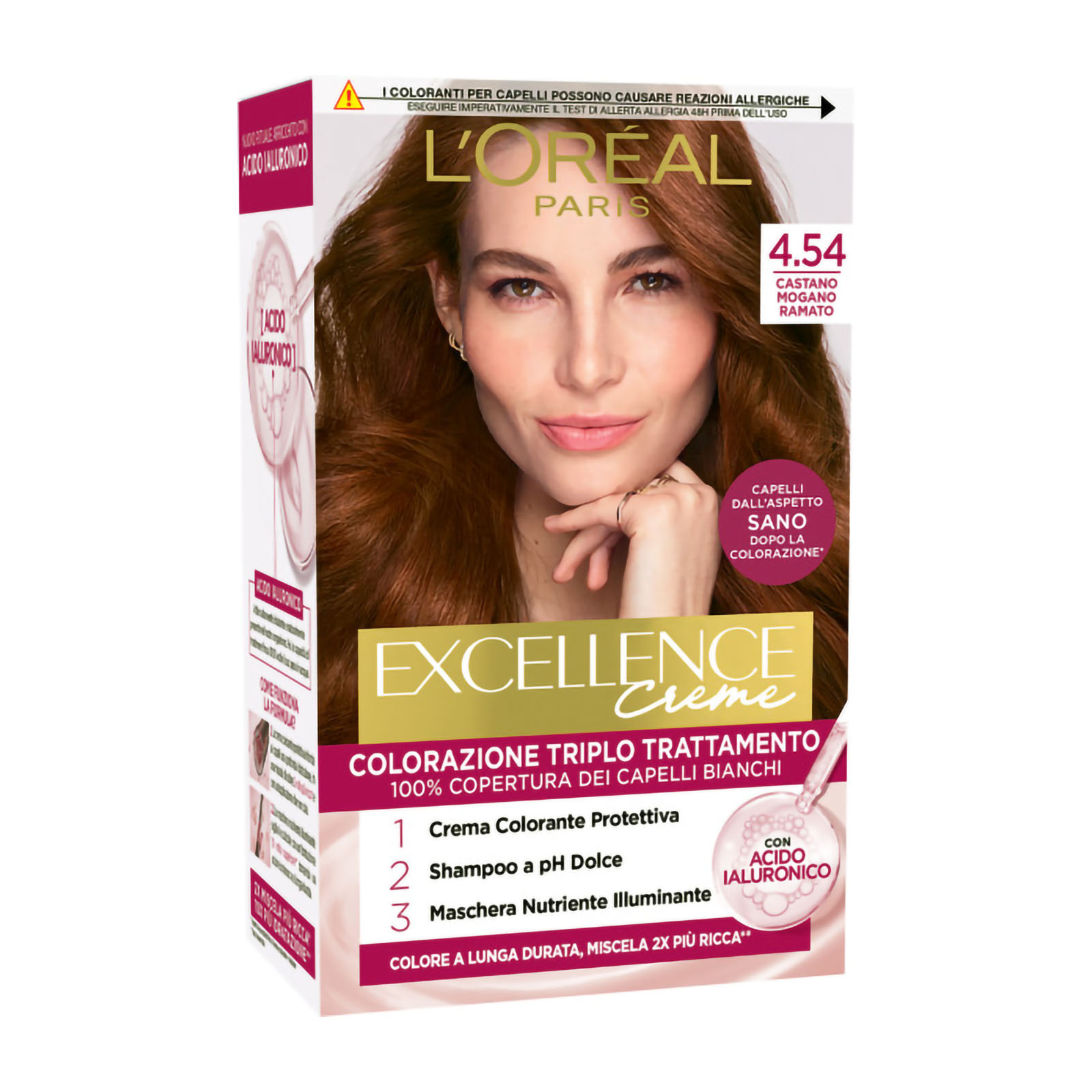 Excellence Colorazione Triplo Trattamento Castano Mogano Ramato (4.54)