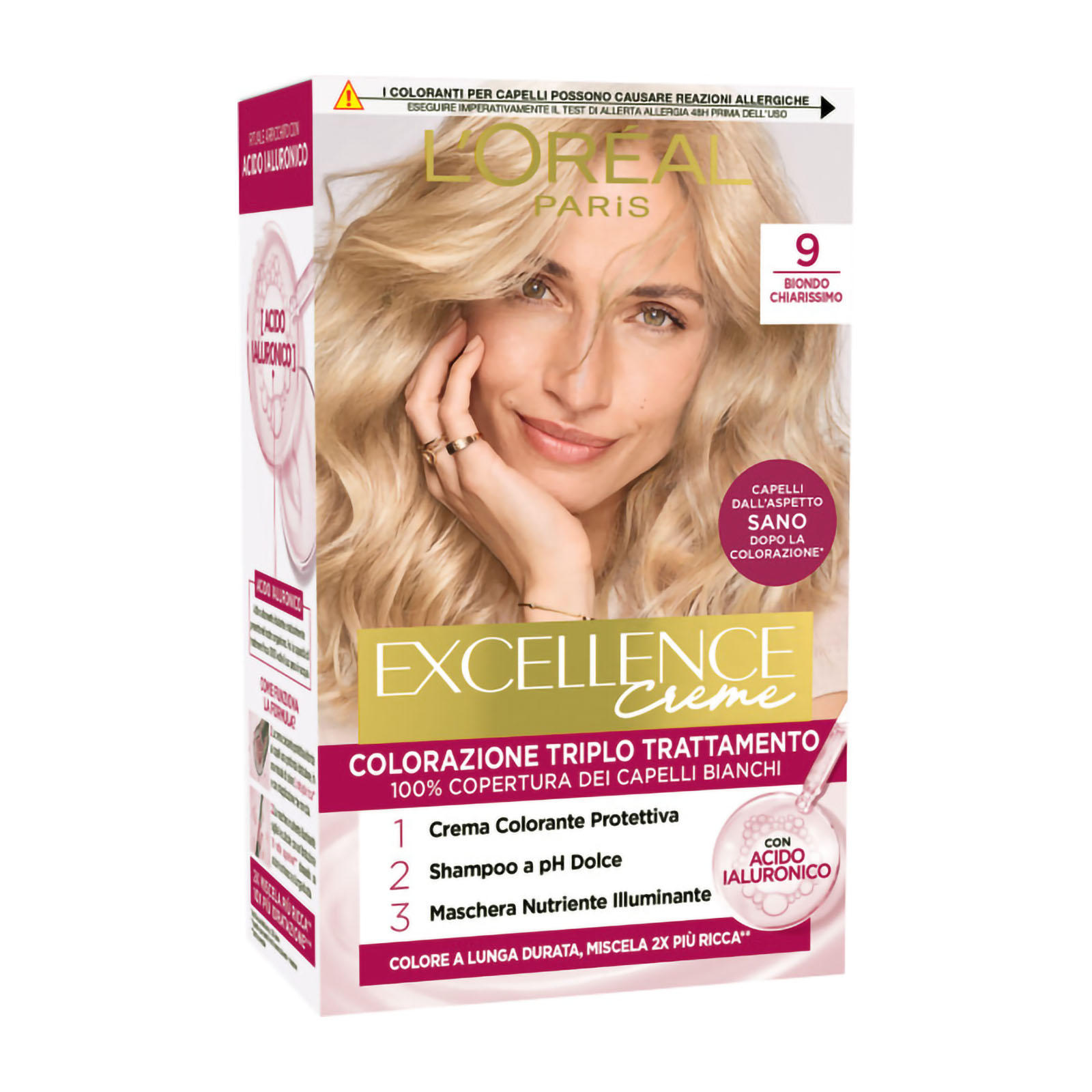 L'OREAL PARIS Excellence Creme - Trattamento Colorante per Capelli N.9 Biondo Chiarissimo - Immagine 3