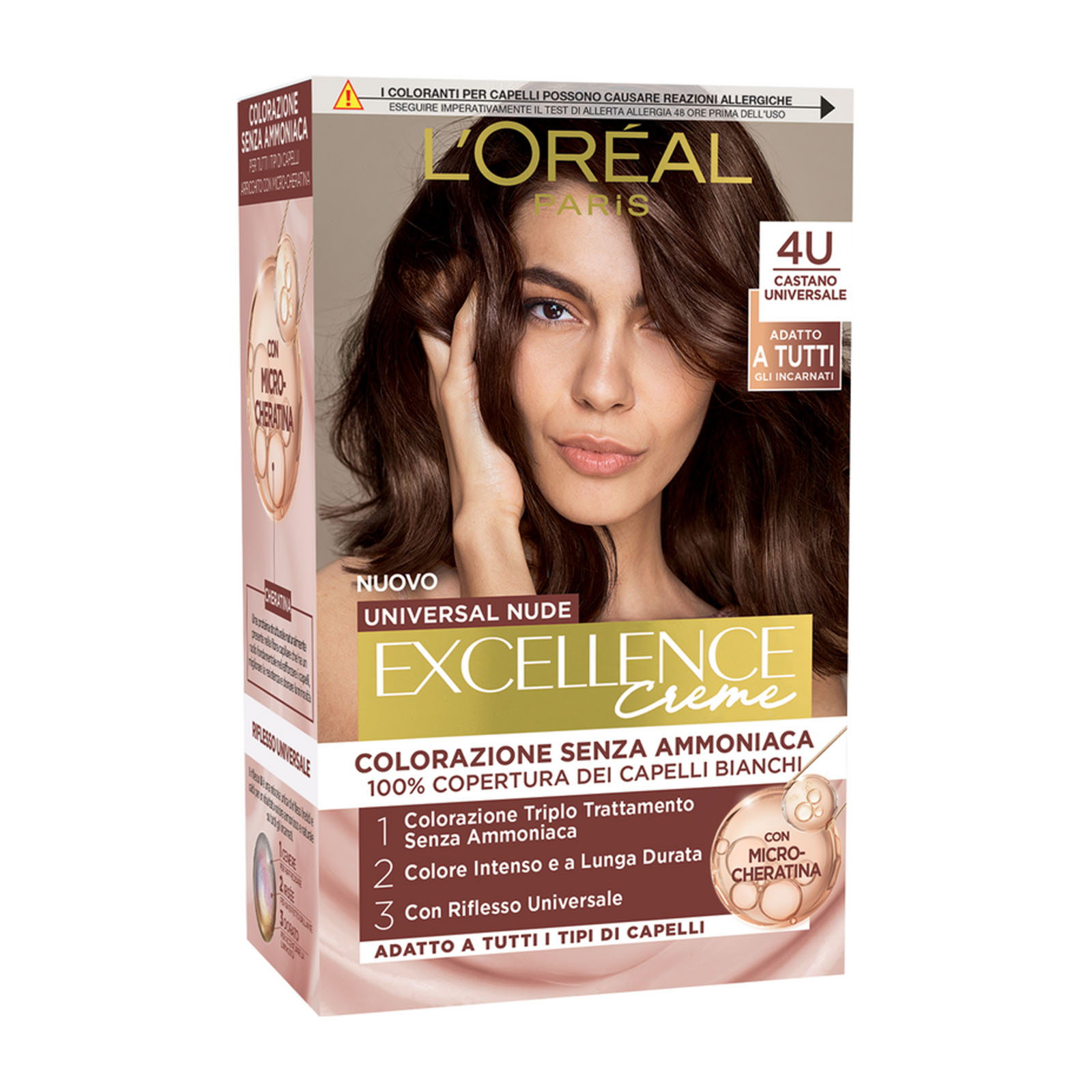 Excellence Universal Nude Colorazione Permanente Senza Ammoniaca N.4U CASTANO UNIVERSALE