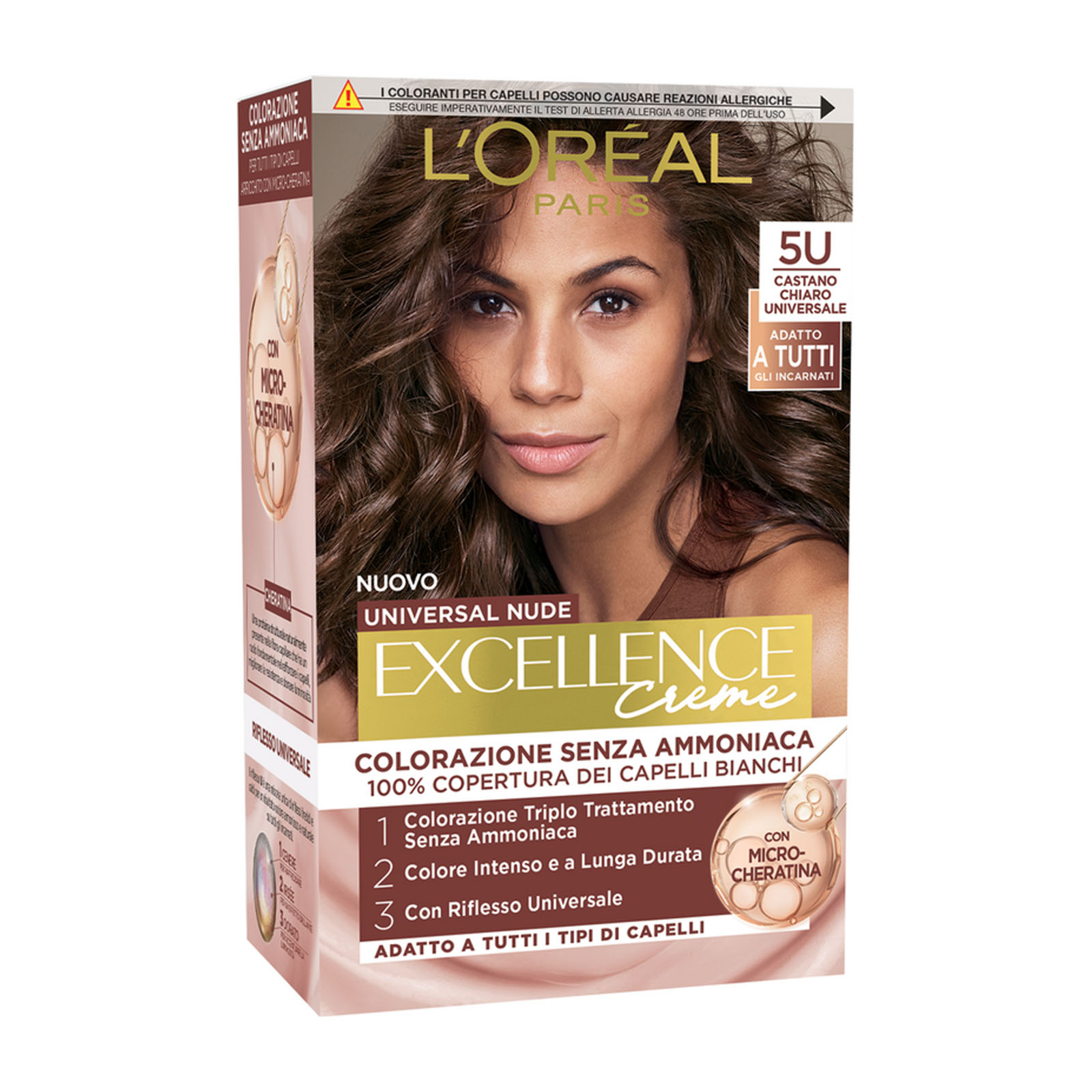 Excellence Universal Nude Colorazione Permanente Senza Ammoniaca N.5U CASTANO CHIARO UNIVERSALE